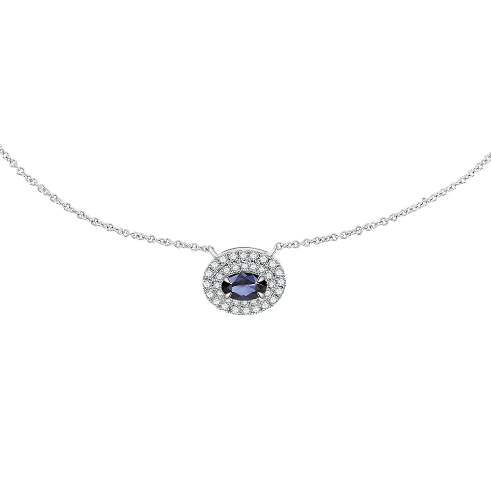 Colier din aur alb cu Diamant, Safir