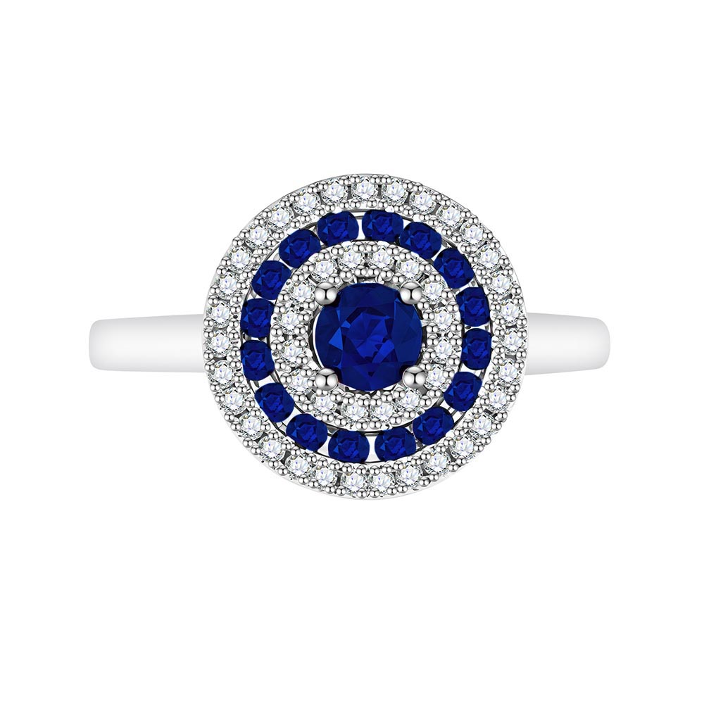 Inel din aur alb cu pietre Diamant, Safir