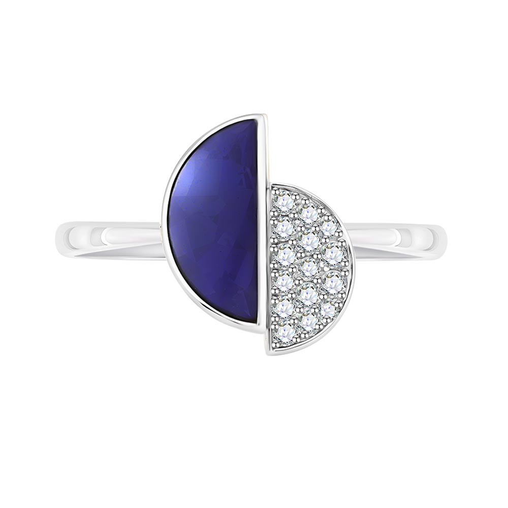 Inel din aur alb cu pietre Diamant, Lazurit