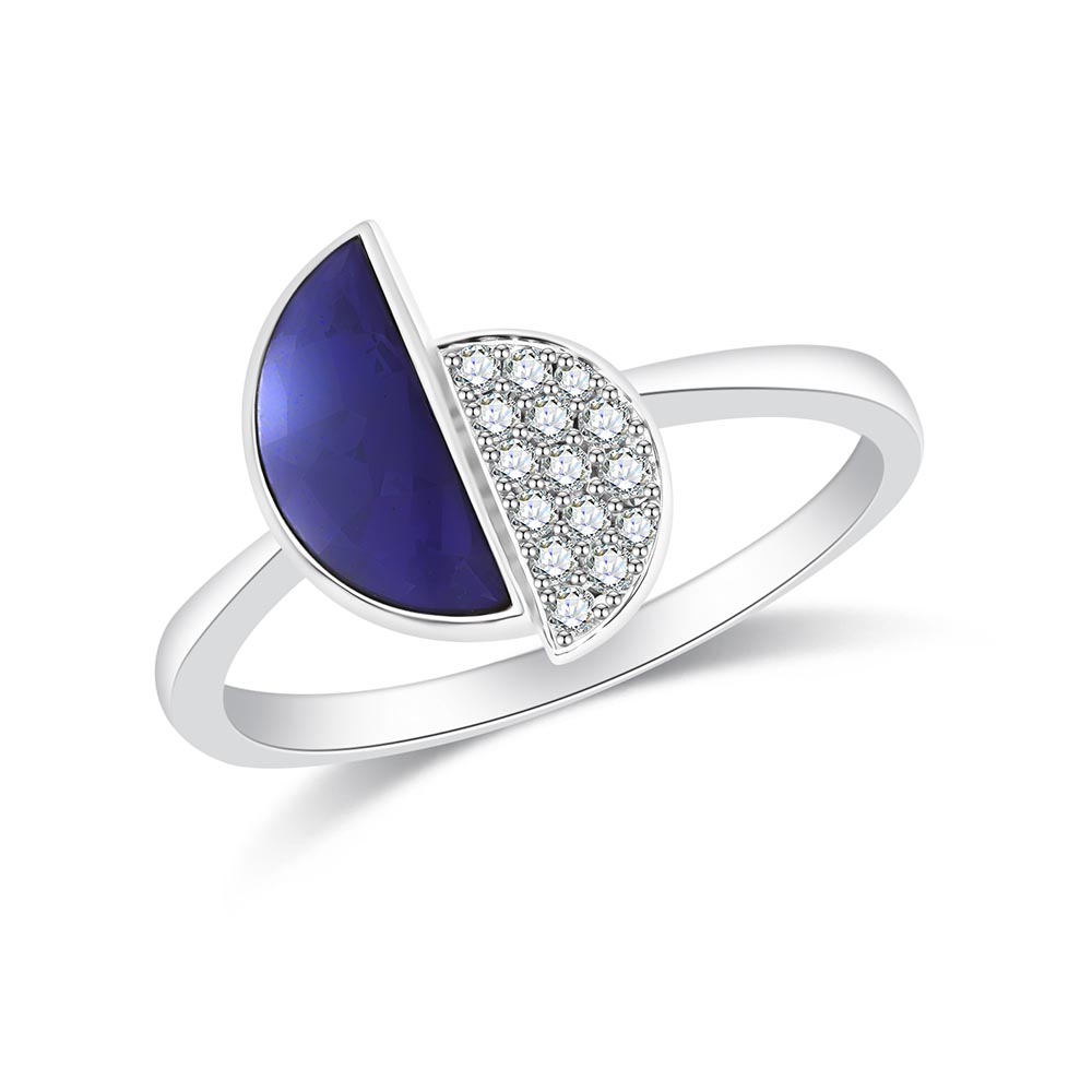 Inel din aur alb cu pietre Diamant, Lazurit
