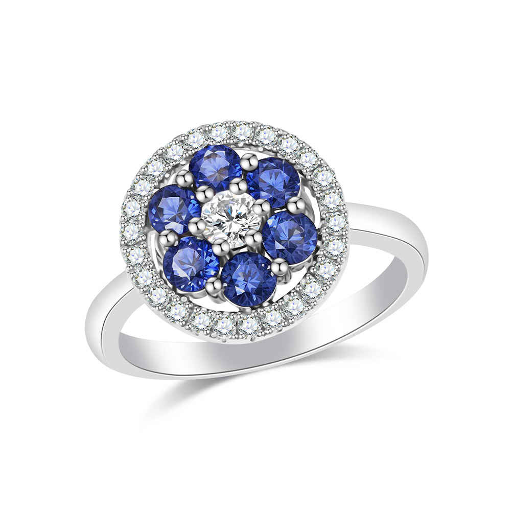 Inel din aur alb cu pietre Diamant, Safir