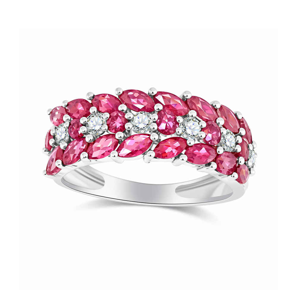 Inel din aur alb cu pietre Diamant, Rubin