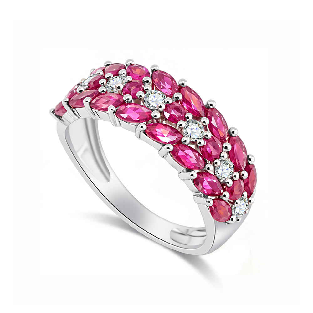 Inel din aur alb cu pietre Diamant, Rubin