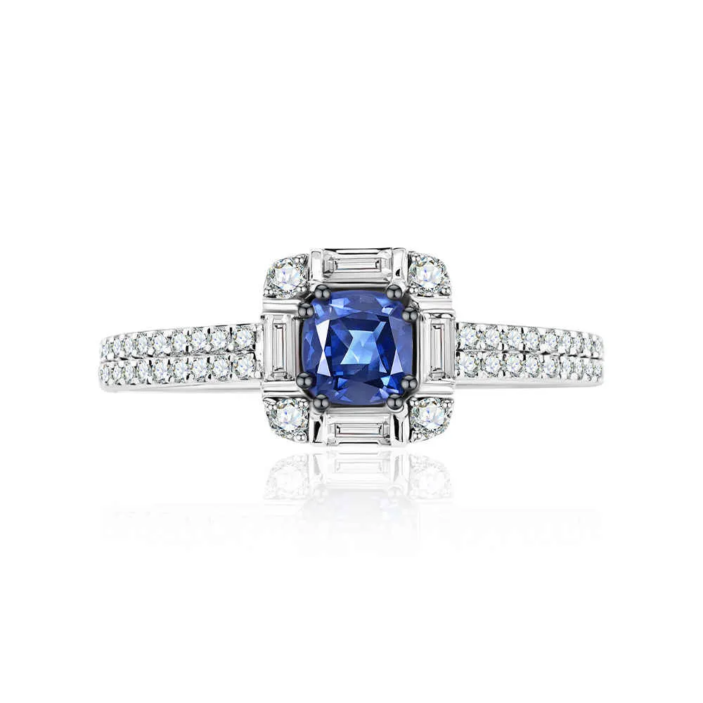 Inel din aur alb cu Diamant, Safir