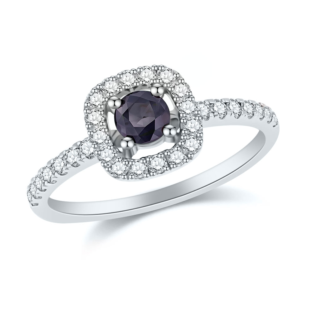 Кольцо из белого золота с камнями Бриллиант, Сапфир