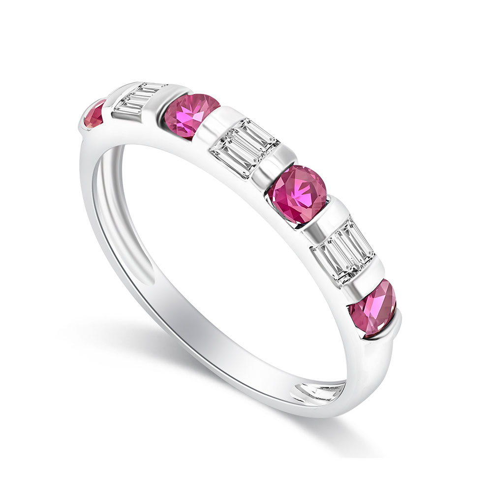 Inel din aur alb cu pietre Diamant, Rubin