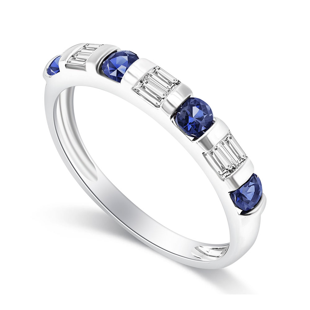 Inel din aur alb cu pietre Diamant, Safir