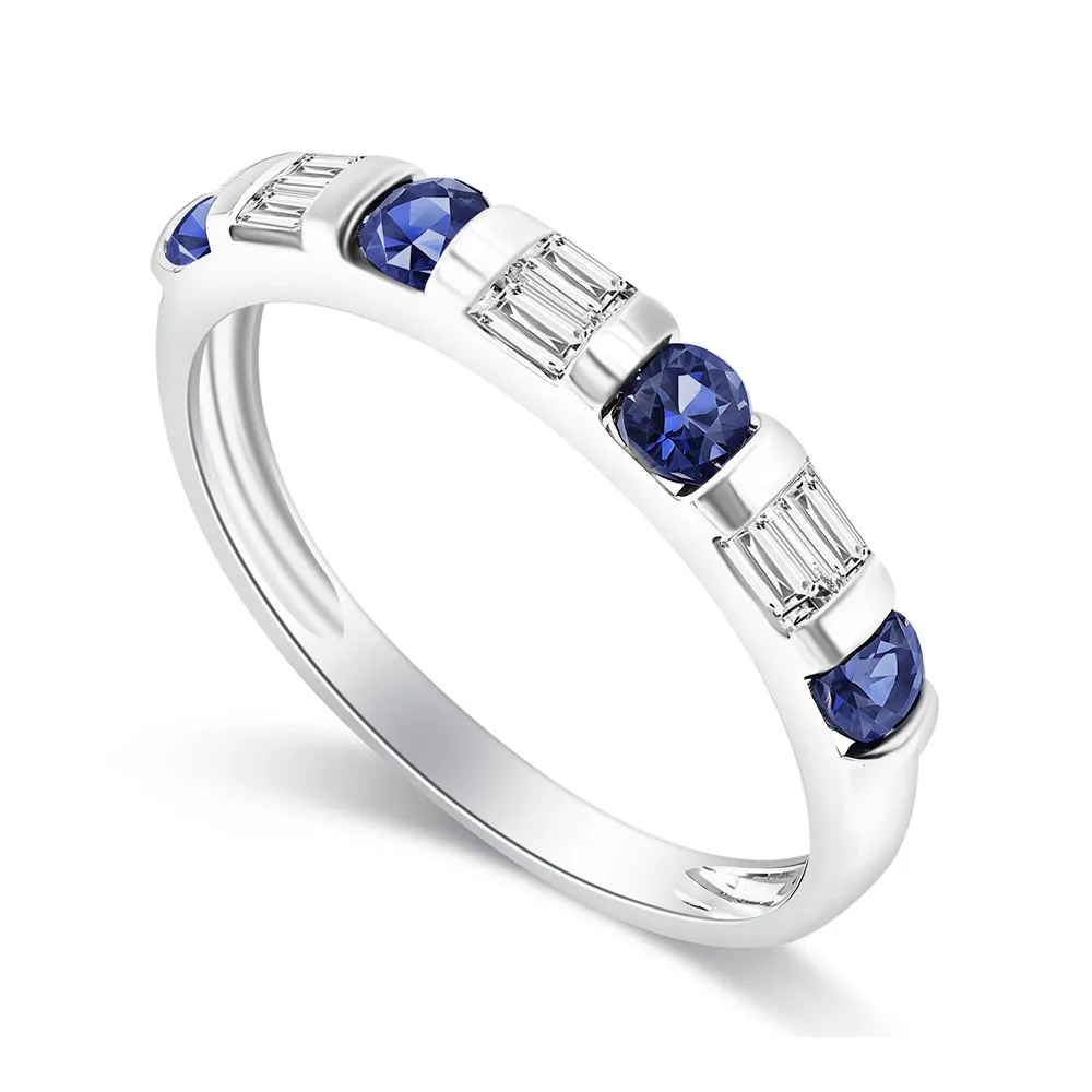 Inel din aur alb cu Diamant, Safir