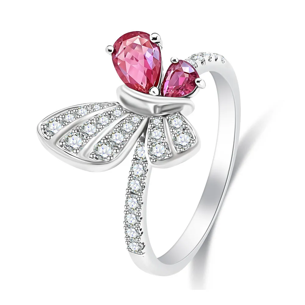 Inel din aur alb cu Diamant, Rubin