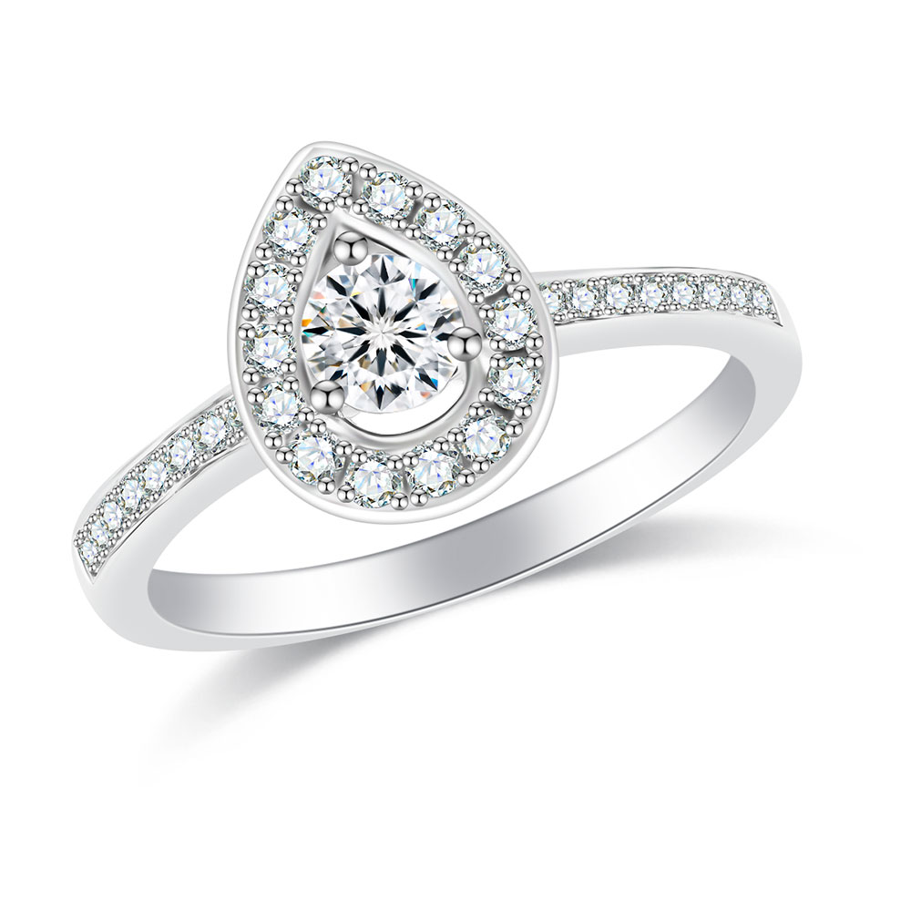 Inel din aur alb cu pietre Diamant
