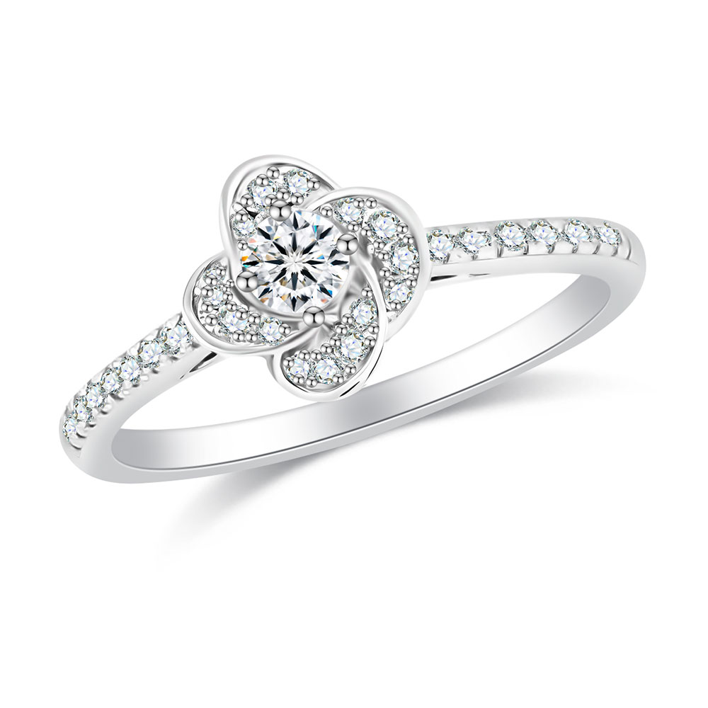 Inel din aur alb cu pietre Diamant
