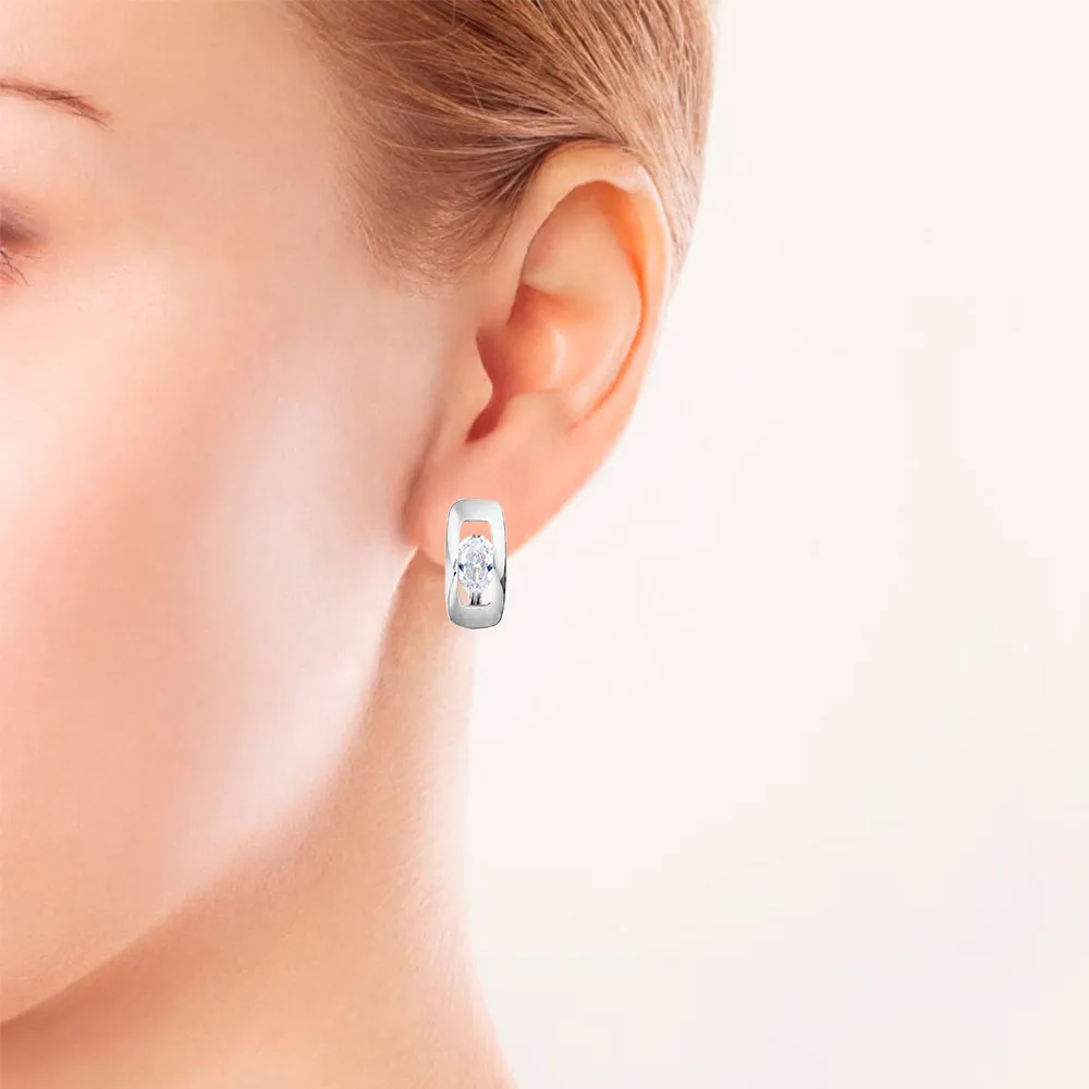 Cercei din aur alb cu Cubic Zirconia Incolor