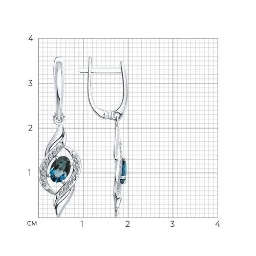 Cercei Suspendați din aur roșu cu Cubic Zirconia Incolor, Topaz London