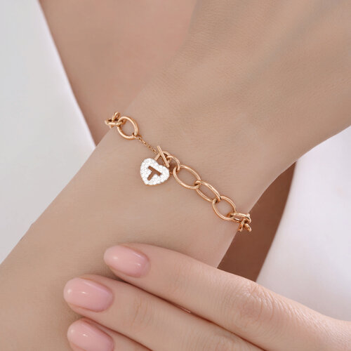 Браслет из красного золота с камнями Бриллиант