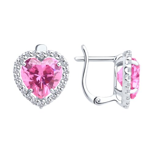 Cercei din argint  cu pietre Cubic Zirconia Incolor, Cubic Zirconia Roz