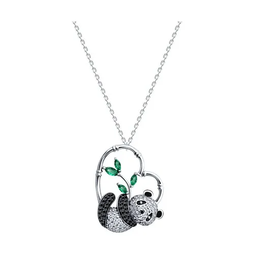 Colier din argint cu Cubic Zirconia Incolor, Cubic Zirconia Verde și Cubic Zirconia Negru