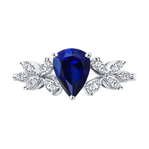Inel din aur alb cu pietre Diamant, Safir