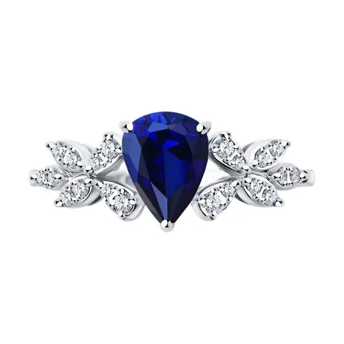 Inel din aur alb cu Diamant, Safir