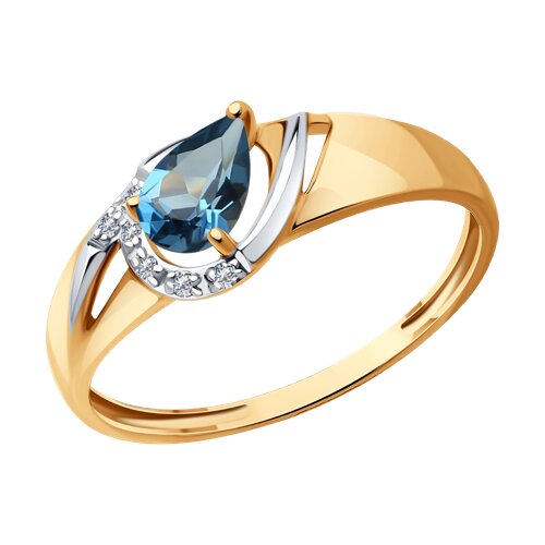 Кольцо из красного золота с камнями Бриллиант, Топаз London