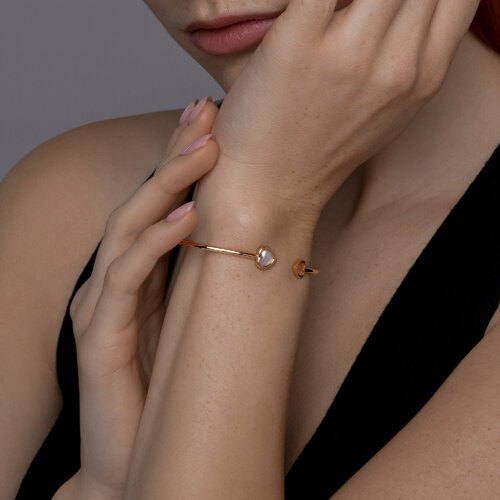 Браслет Love из красного золота с камнями Перламутр белый