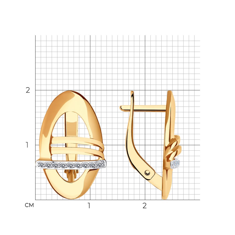 Cercei din aur roșu cu pietre Cubic Zirconia Incolor