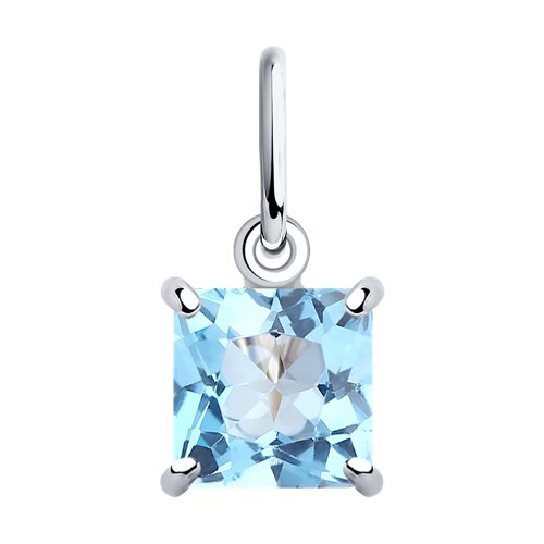 Pandantiv din aur alb cu pietre Topaz albastru
