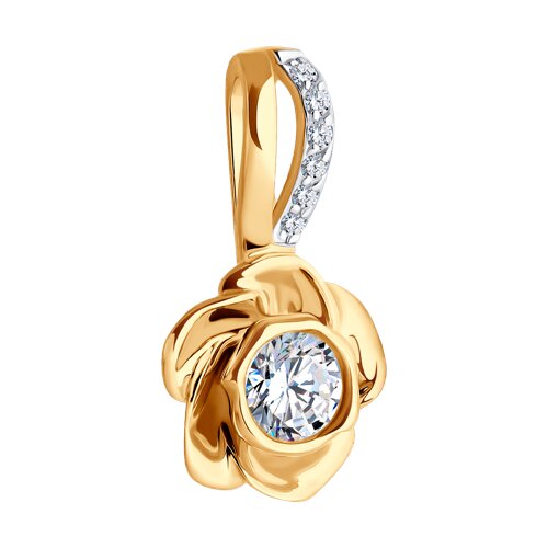 Pandantiv din aur roșu cu pietre Cubic Zirconia Incolor