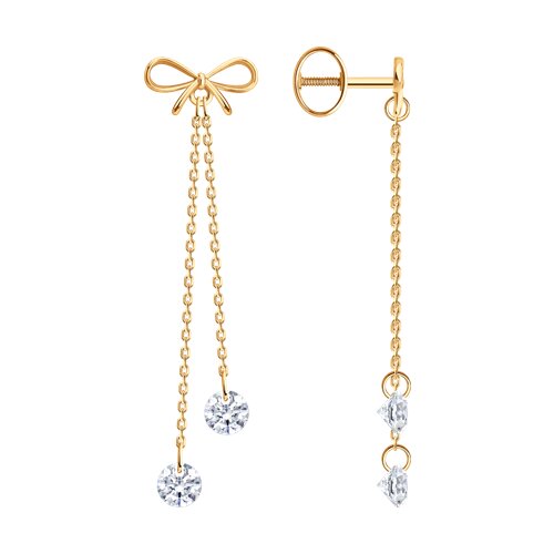 Cercei Pusete din aur roșu cu pietre Cubic Zirconia Incolor