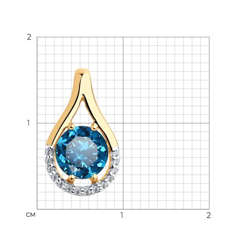 Pandantiv din aur roșu cu pietre Cubic Zirconia Incolor, Topaz London