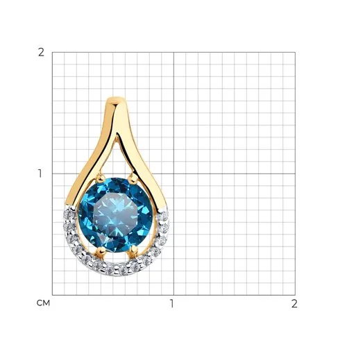 Pandantiv din aur roșu cu Cubic Zirconia Incolor, Topaz London