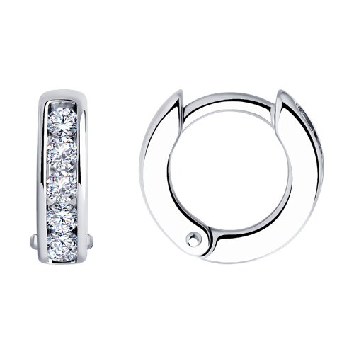 Cercei Creole din argint  cu pietre Cubic Zirconia Incolor