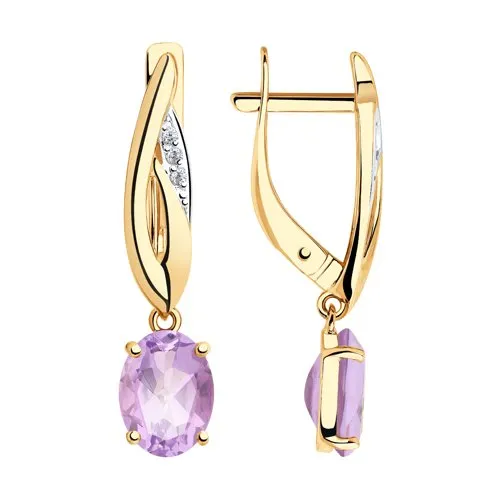 Cercei Suspendați din aur roșu cu Cubic Zirconia Incolor, Ametist