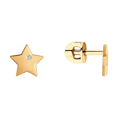 Cercei Pusete din aur roșu cu Cubic Zirconia Incolor
