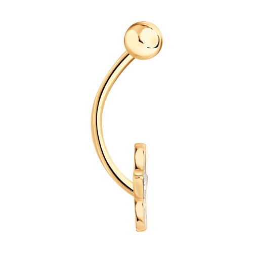 Пирсинг из красного золота с камнями Фианит