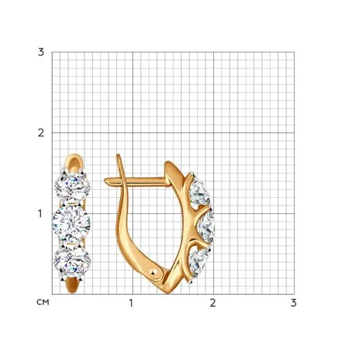 Cercei din aur roșu cu Cubic Zirconia Incolor