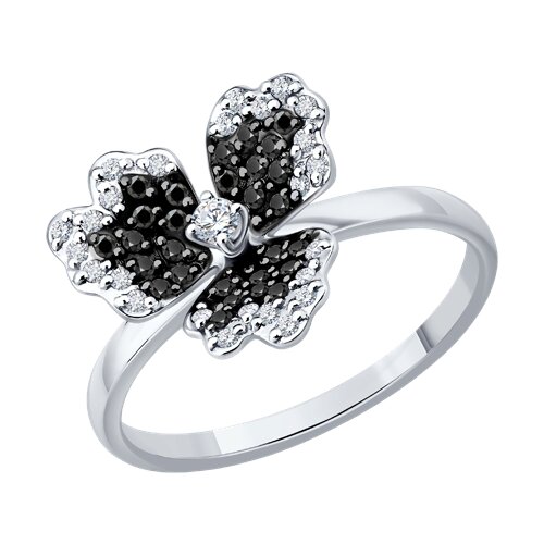 Кольцо из белого золота с камнями Бриллиант, Черный бриллиант