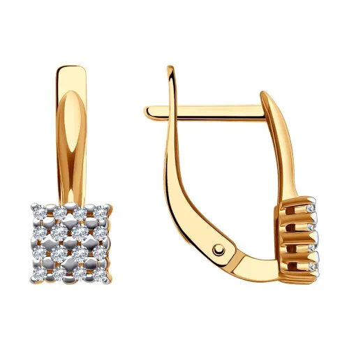 Cercei din aur roșu cu Cubic Zirconia Incolor