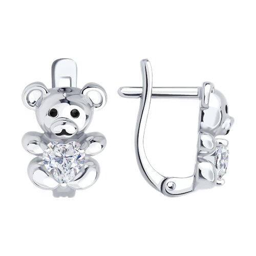 Cercei p-u copii din argint  cu pietre Cubic Zirconia Incolor, Emailare