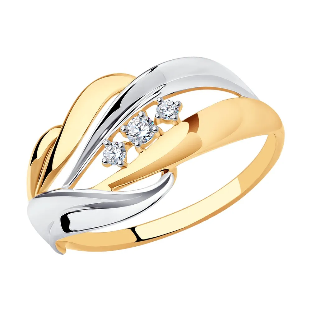 Inel din aur roșu cu Cubic Zirconia Incolor