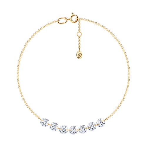 Браслет из красного золота с камнями Фианит