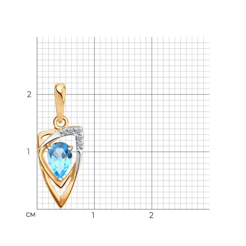 Подвеска из красного золота с камнями Бриллиант, Топаз Swiss