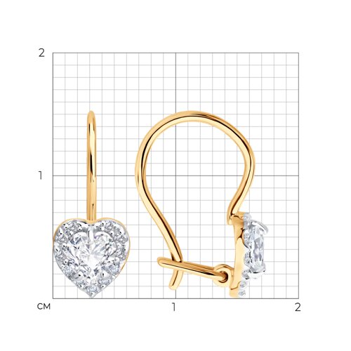 Cercei p-u copii din aur roșu cu pietre Cubic Zirconia Incolor