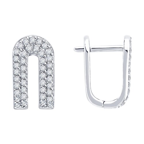 Cercei din aur alb cu pietre Diamant