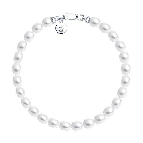 Браслет из серебра с камнями Жемчуг белый