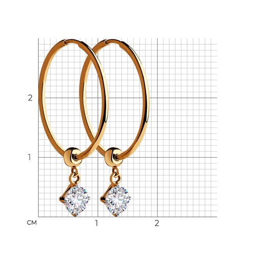 Cercei Creole din aur roșu cu pietre Cubic Zirconia Incolor