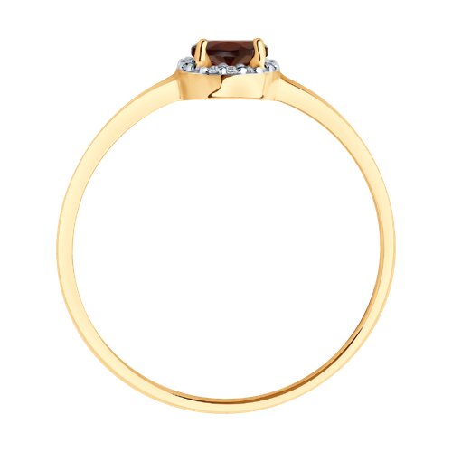 Кольцо из красного золота с камнями Бриллиант, Гранат