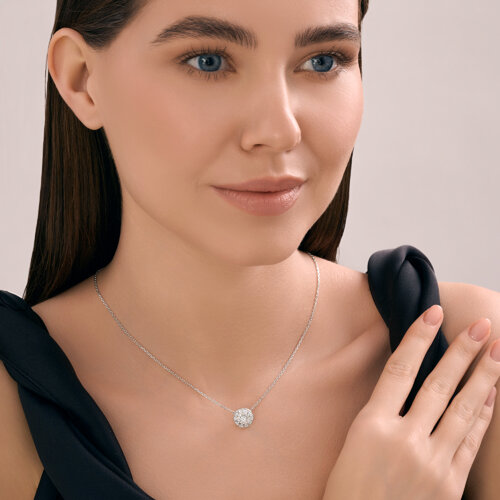 Colier din argint  cu pietre Cubic Zirconia Incolor