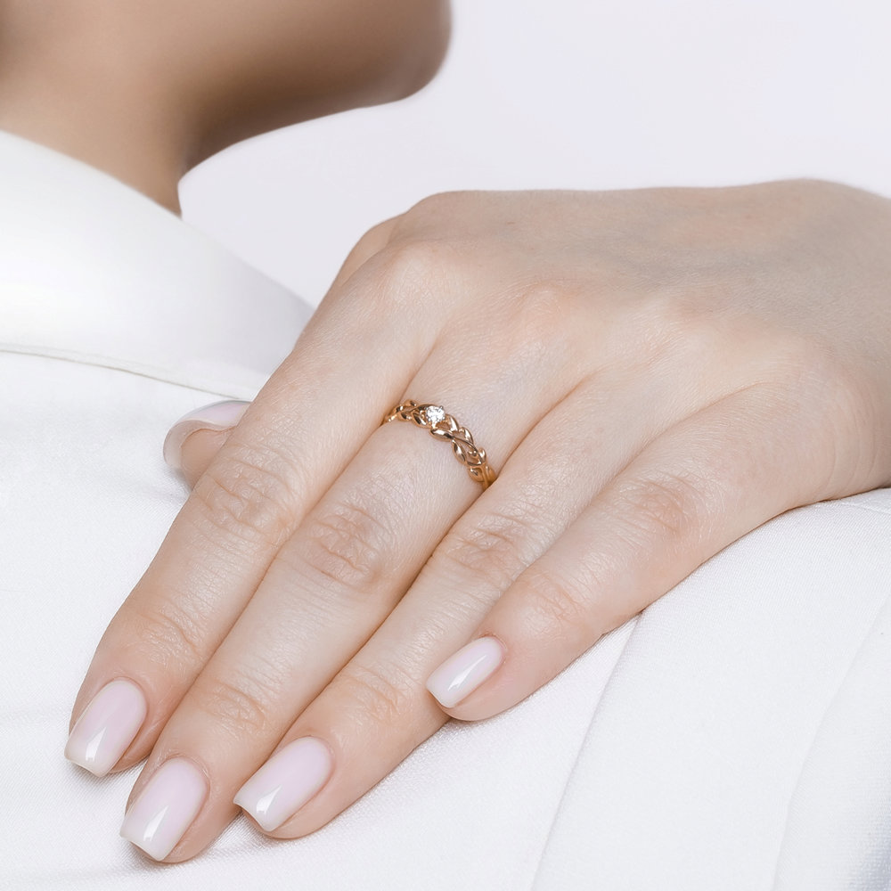Inel din aur roșu cu pietre Cubic Zirconia Incolor
