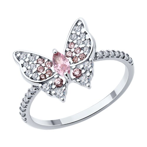 Inel din argint  cu pietre Cubic Zirconia Incolor, Cubic Zirconia Roz