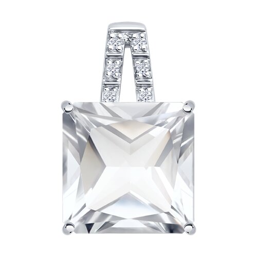 Pandantiv din aur alb cu pietre Diamant, Cristal de munte